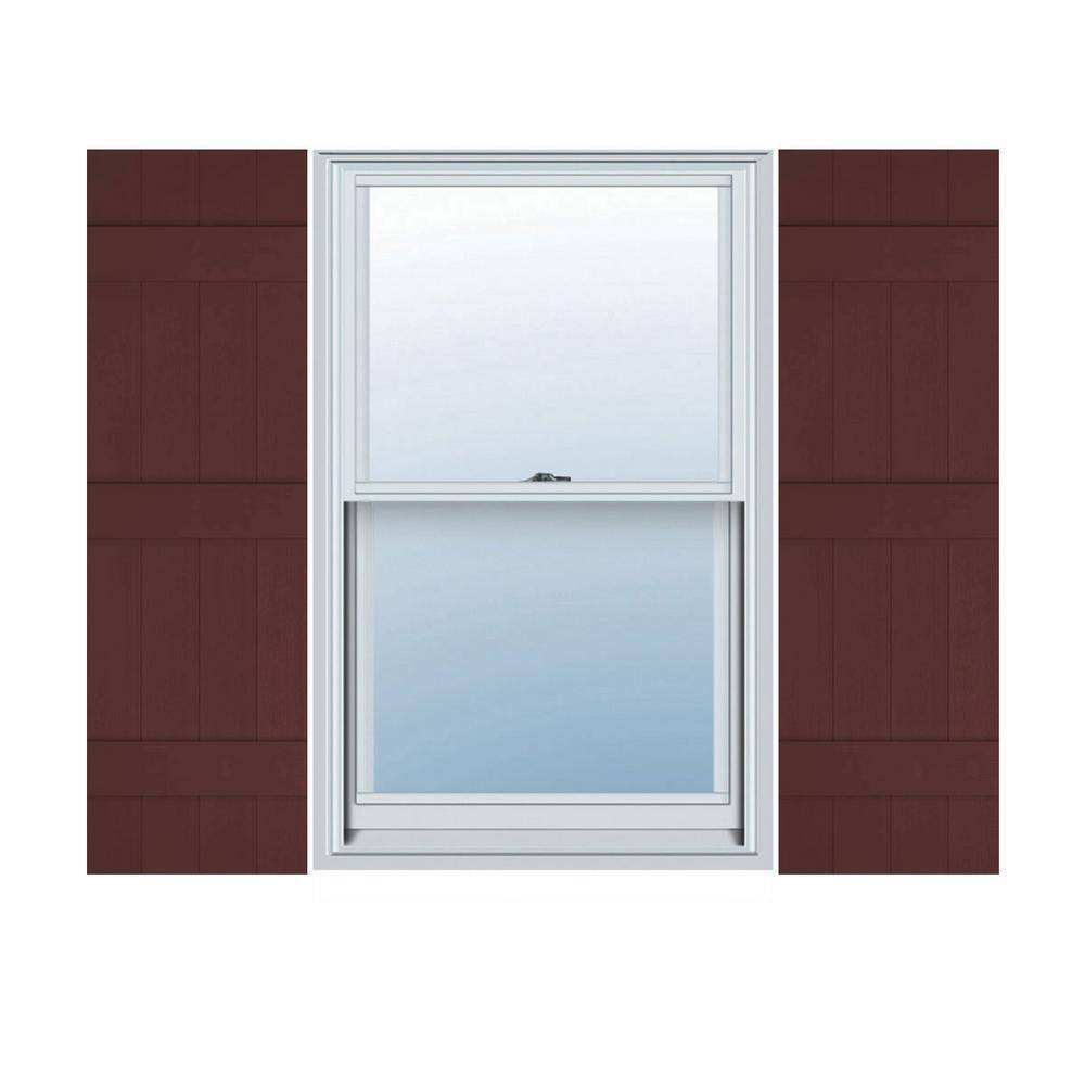 Lifetime Standard Vinyl Shutters - 14.5x55 Inch Bordeaux Color, Set Of 2 With Installation Hardware