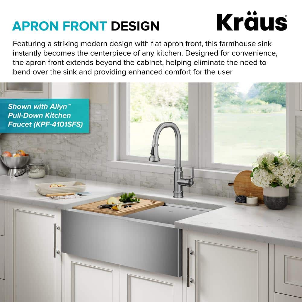 Kore 30-Inch Stainless Steel Farmhouse Workstation Sink with Accessories
