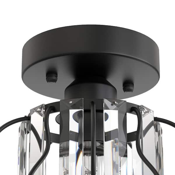 Emeritpro 7.8 in. 1-Light Black Semi Flush Mount Ceiling Light w
