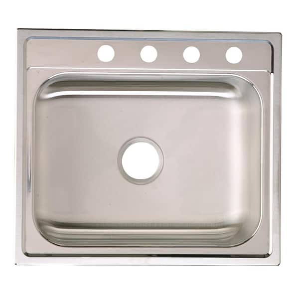 Elkay Signature Drop-in Stainless Steel 25 in. 4-Hole Single Bowl Kitchen Sink with 10.5 in. Bowl