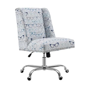 Alex Glasses Print Gas Lift Office Chair with Chrome Base
