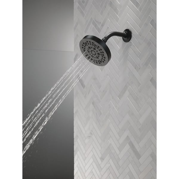 5-Spray Patterns 1.75 GPM 6 in. Wall Mount Fixed Shower Head in Matte Black