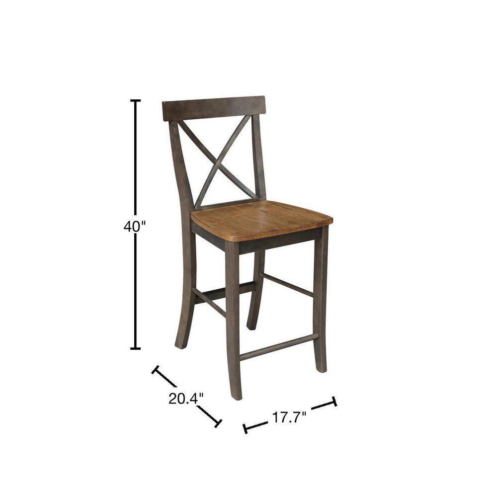 Hickory Washed Coal Solid Wood Traditional Counter Stool