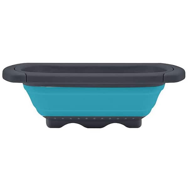 6 qt. Collapsible Colander Set 3-Piece 4 qt. Green Silicone Strainer Expandable Over Sink Food Drain