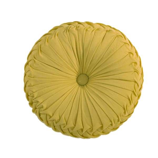 LEVTEX HOME Viviana Ochre Pleaded Button Tufted Round 16 in. Throw Pillow