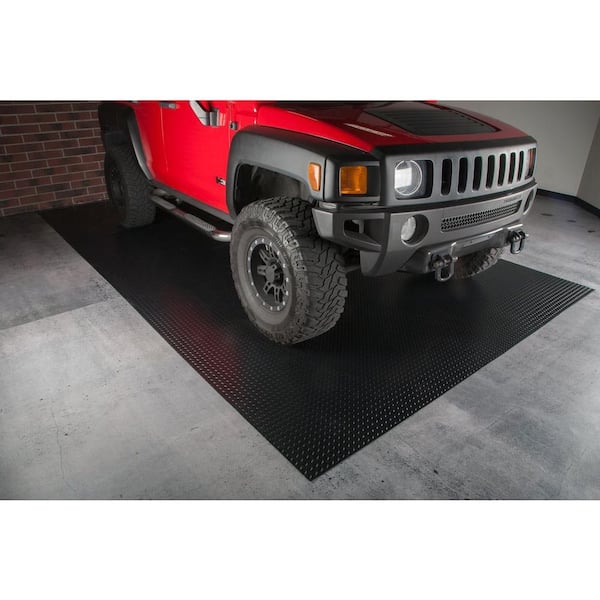 Diamond Tread 10 ft. x 24 ft. Midnight Black Commercial Grade Vinyl Garage Flooring Cover and Protector
