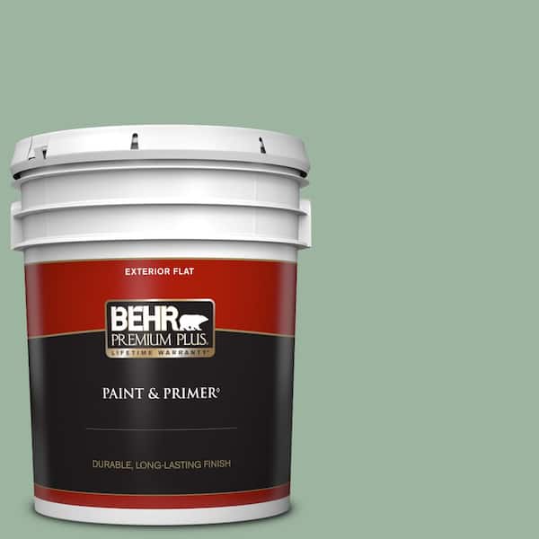 BEHR PREMIUM PLUS 5 gal. #S410-4 Copper Patina Flat Exterior Paint & Primer