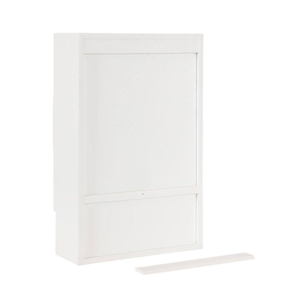 White and Natural Rattan Wall Cabinet with Storage Cubby