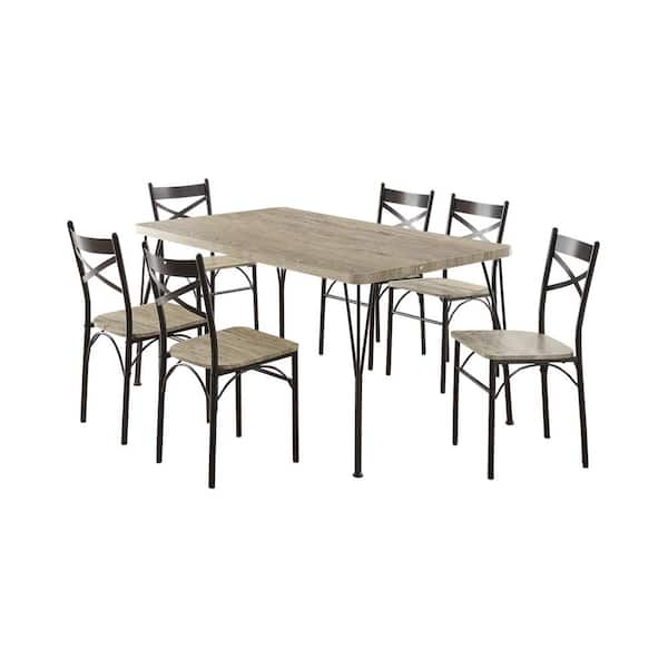 Furniture of America Stasel 7-Piece Gray and Dark Bronze Small Space Dining Set