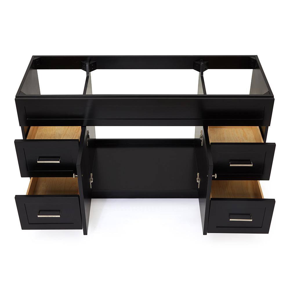 Hamlet 60" Black Solid Wood Freestanding Bathroom Vanity Cabinet