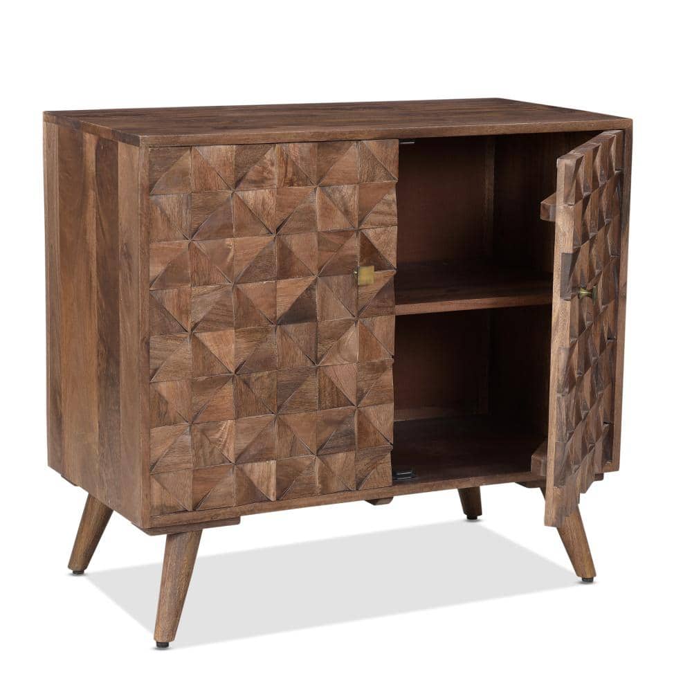 Veneto Mid-Century Modern Walnut Accent Cabinet with Adjustable Shelving