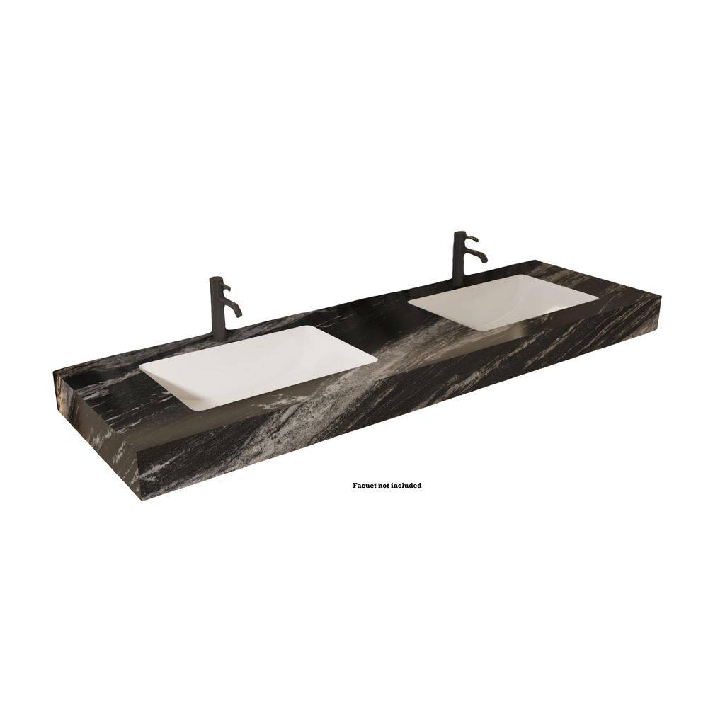 60 in. W x 21.7 in. D Porcelain Double Sink Vanity Top in Ebony Black with Pre-Drilled Faucet Hole price history on PriceWatchPro