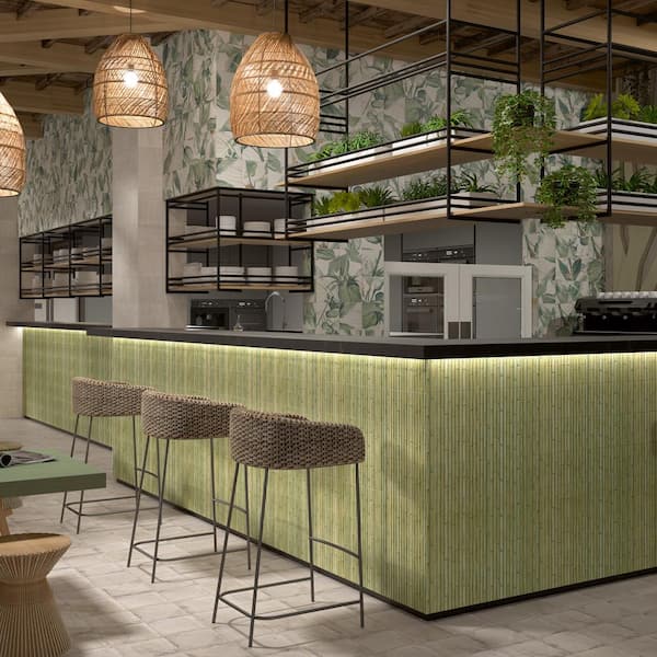 Bamboo Haven Matcha Green 5-7/8 in. x 11-7/8 in. Fluted Ceramic Wall Tile (9.8 sq. ft./Case)