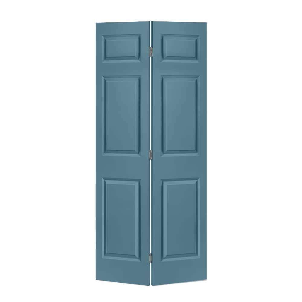 CALHOME 36 in. x 80 in. 6 Panel Dignity Blue Painted MDF