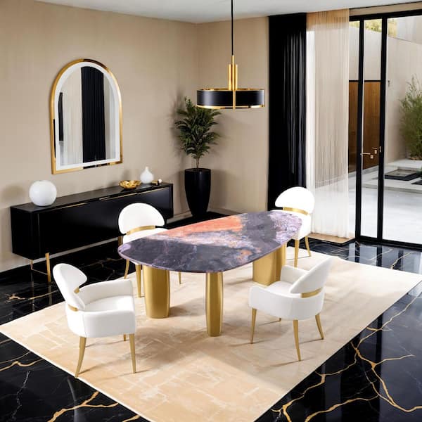 Varand 5-Piece Triangle Black/Gray Sintered Stone Top Dining Room Set (Seats 4)