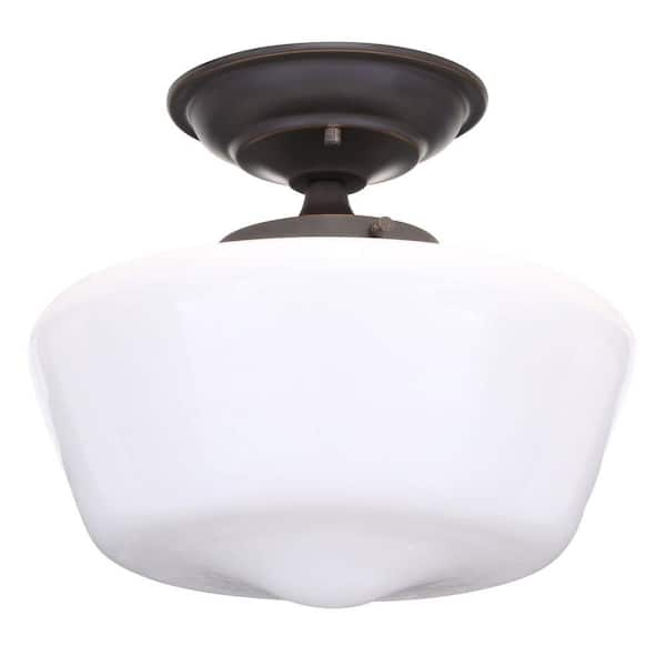 Hampton Bay - Esdale 12 in. 1-Light Oil Rubbed Bronze Semi-Flush Mount