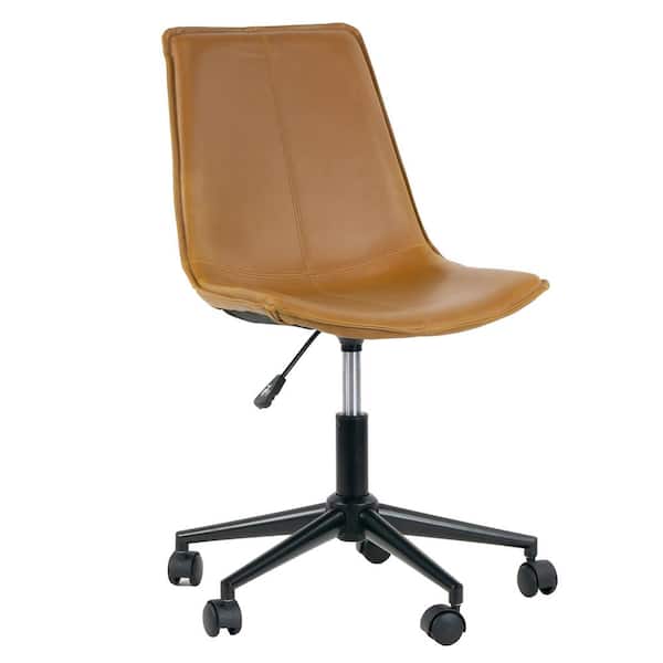 Glamour Home Amery Light Brown Faux, Faux Leather Desk Chairs