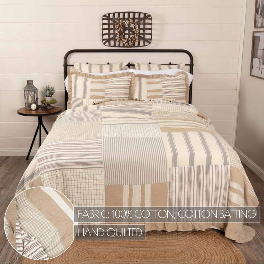 Grace Twin Cotton Patchwork Quilt in Neutral Tones