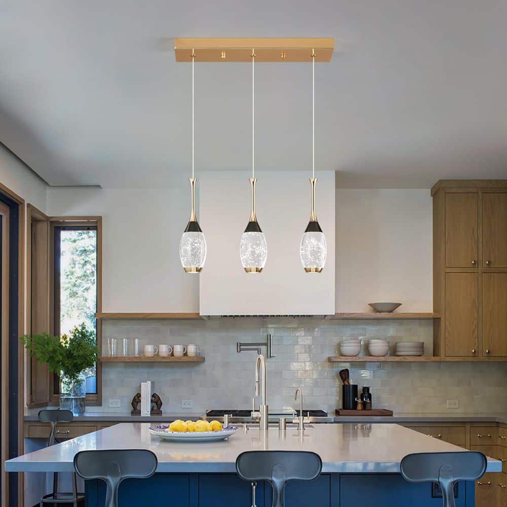 Home Lighting 18W 3-Light BlackGold Modern Mini LED Teardrop Crystal Pendant Light Dimmable for Kitchen Island price history on PriceWatchPro