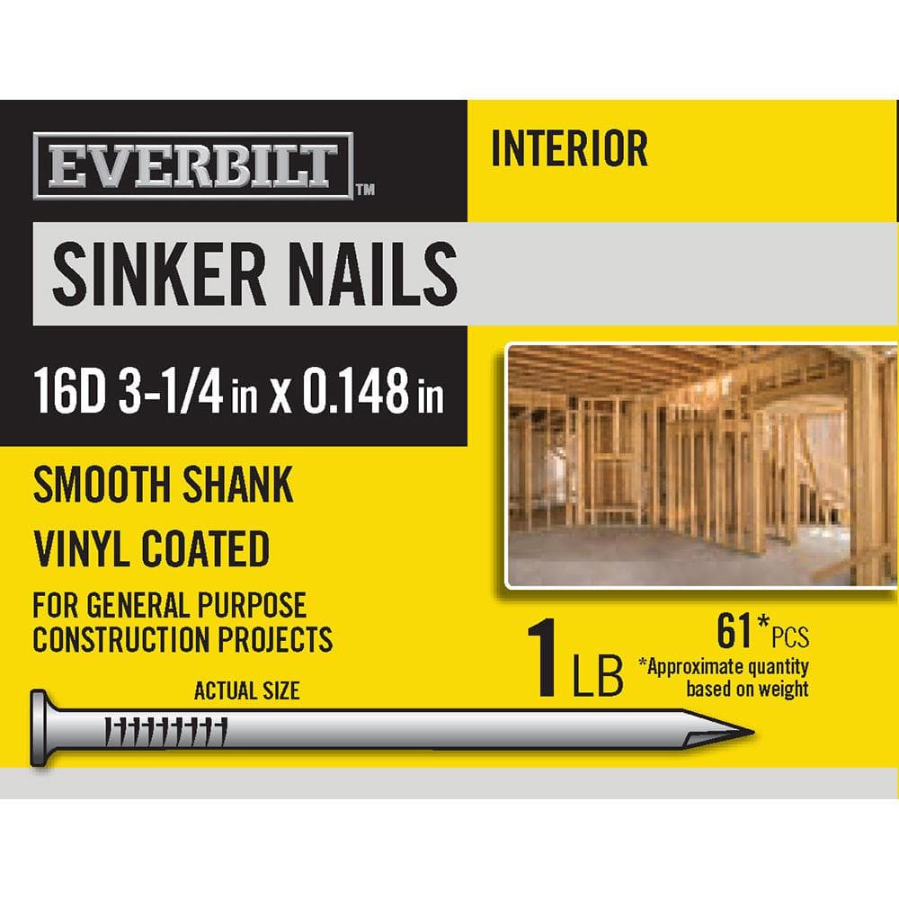 Everbilt 16D 31/4 in. Sinker Nails Vinyl Coated 1 lb (Approximately 61