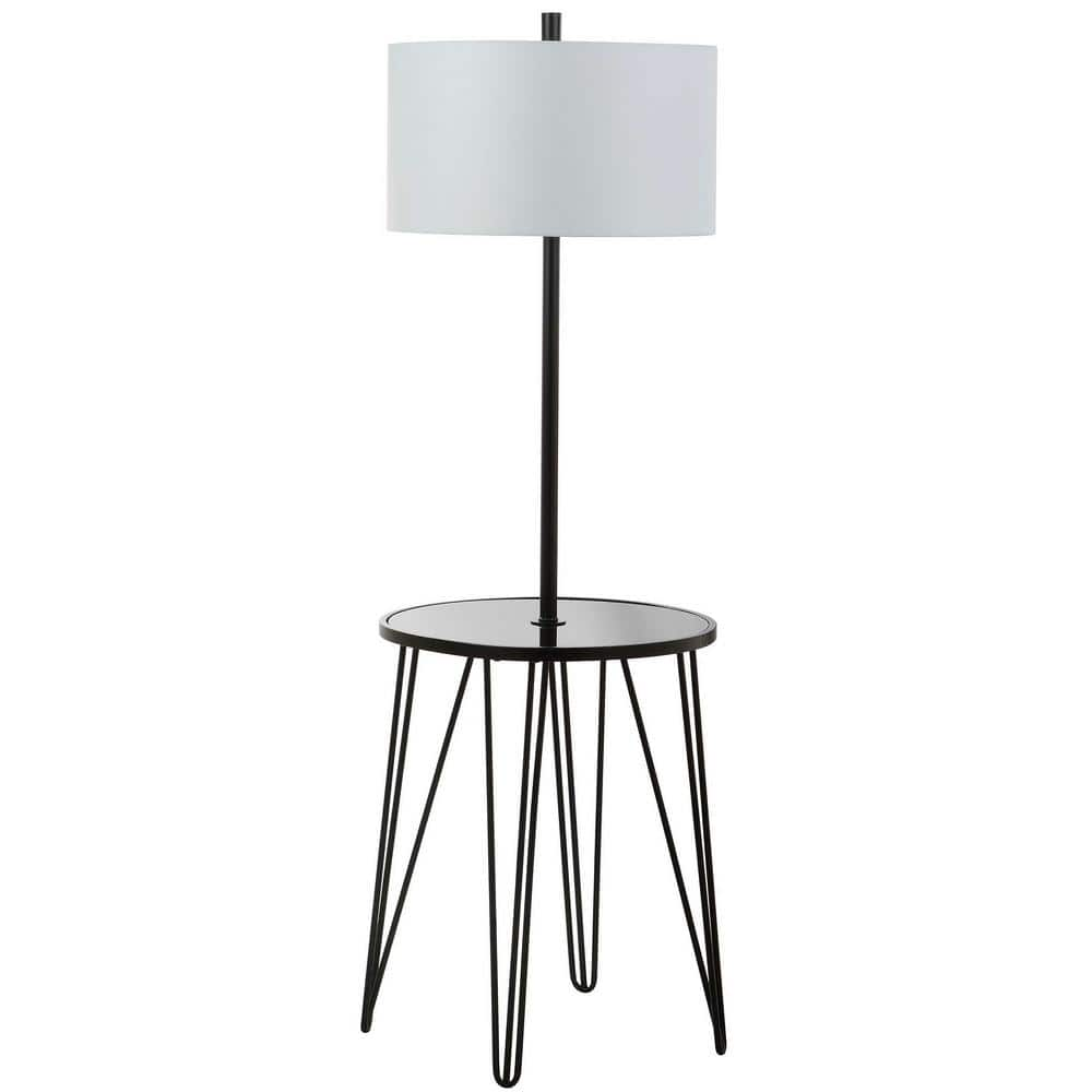 Reviews For Safavieh Ciro 58 In Black Floor Lamp With Attached Side Table And White Shade Fll4010a The Home Depot