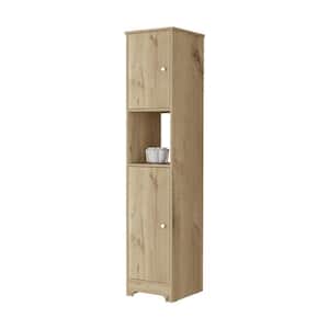 Anky 14.3 in. W x 16 in. D x 67.8 in. H Beige Freestanding Linen Cabinet with 2 Single Door Cabinet, Division, One Shelf
