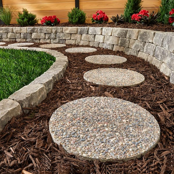 16 in. x 16 in. Round Exposed Aggregate Gray Concrete Step Stone (90-Piece Pallet)