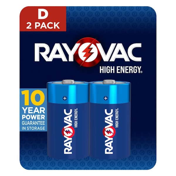 High Energy D Batteries (2 Pack), D Cell Alkaline Batteries for Household Use