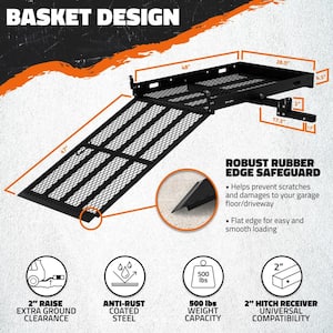 550 lbs. Capacity Hitch Mount Wheelchair Mobility Ramp Carrier w/ Rubber Strip for Smooth Loading and Scratch Prevention