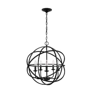 Sarolta Sands 5-Light Black Chandelier Light Fixture with Caged Globe Metal Shade