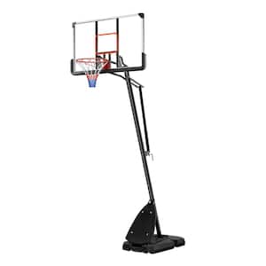 Adjustable 8-10 ft. Outdoor Polycarbonate Basketball Hoop with Super Bright LED Lights, Portable Design
