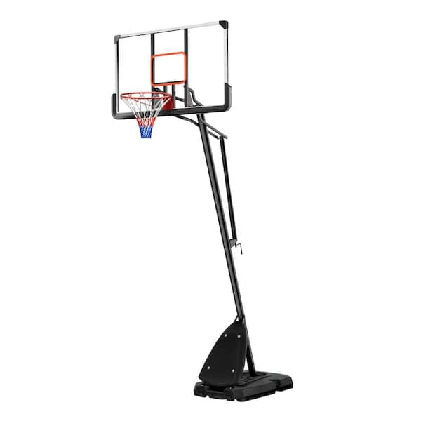 Tunearary Adjustable 8-10 ft. Outdoor Polycarbonate Basketball Hoop with Super Bright LED Lights, Portable Design