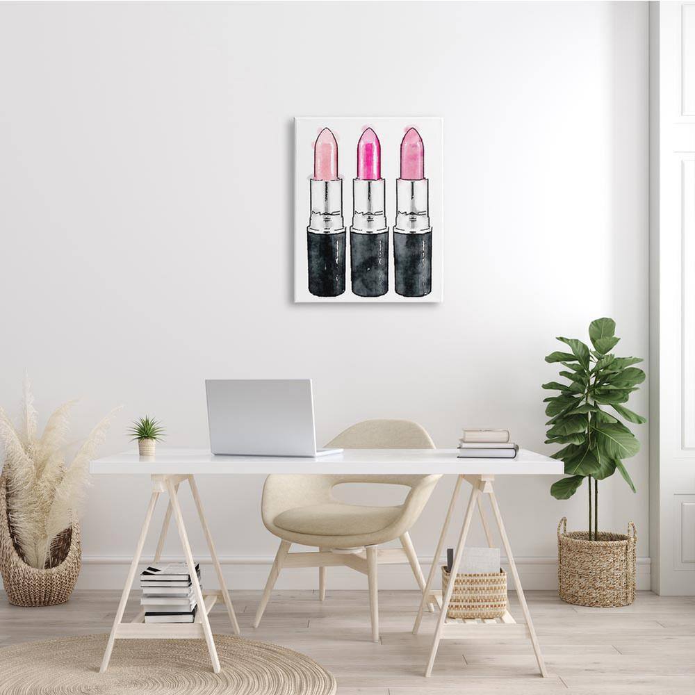 Three Pink Lipsticks 24" x 30" Frameless Canvas Wall Art