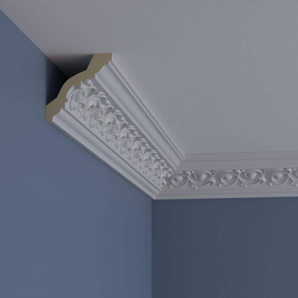 Primed White Polyurethane Geometric Crown Moulding Sample