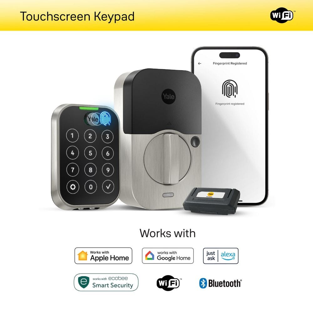 Satin Nickel Smart Keyless Entry Deadbolt with Wi-Fi and Bluetooth