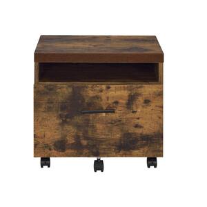 Brown File Cabine with Drawer and Casters