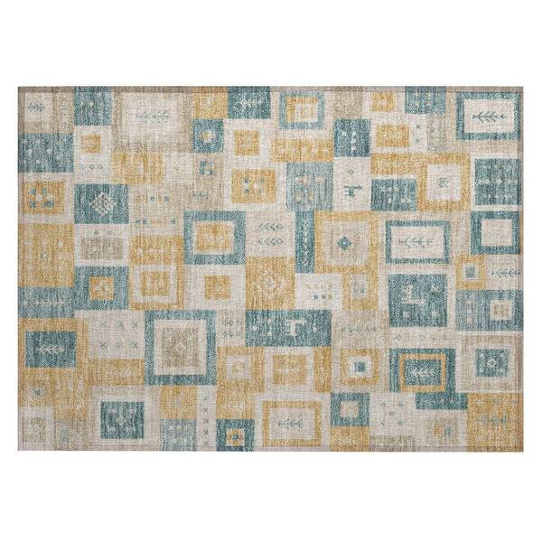 Chantille Machine Washable Indoor/Outdoor Abstract ACN3142 Gold 2 ft. x 3 ft. Accent Rug