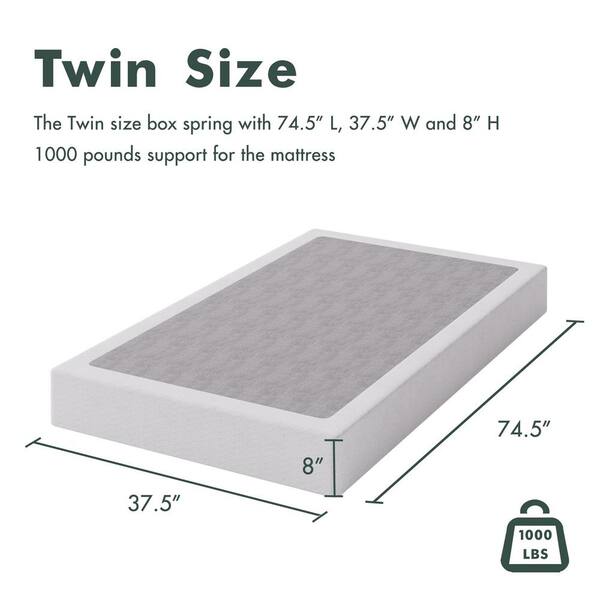 HOMZENE 8 in. High Twin Size Profile Metal Box Spring with