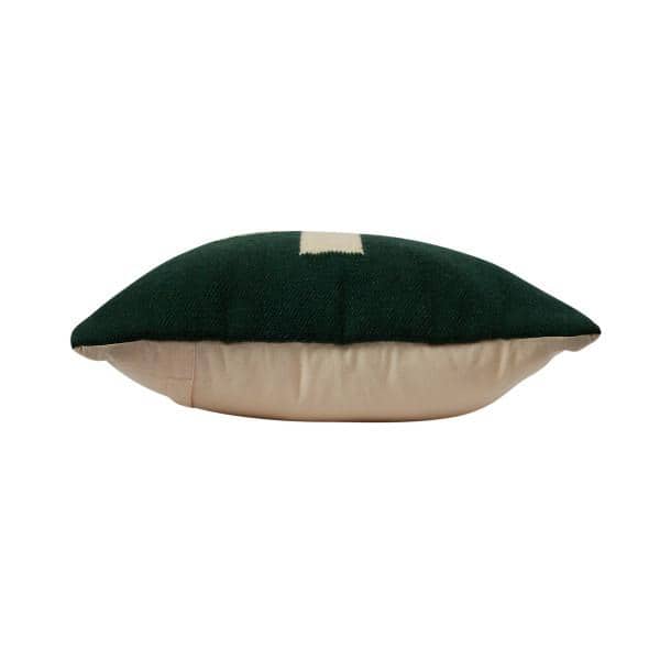Green and Cream Cotton Wool Square Throw Pillow