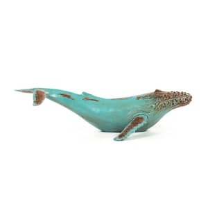 Polyresin Distressed Turquoise and Brown Humpback Whale