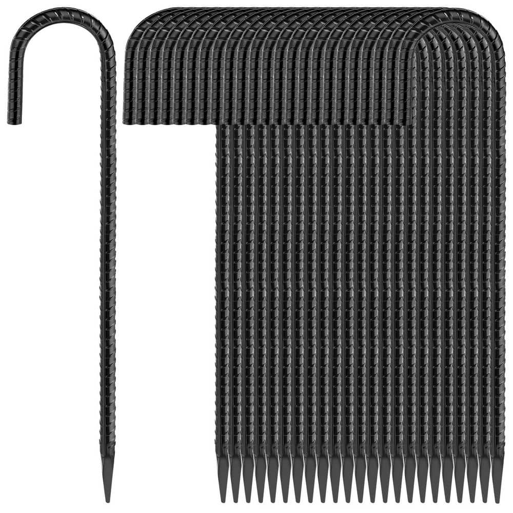 24 Pack 16 in. J Hook Rebar Stakes Heavy Duty Tent Stakes with Chisel Point End, Steel Ground Anchors Black Coated price history on PriceWatchPro