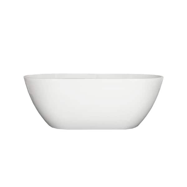 67 in. x 30 in. Acrylic Freestanding Soaking Bathtub in Glossy White
