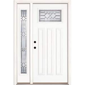 50.5 in.x81.625in.Mission Pointe Zinc Craftsman Lt Unfinished Smooth Right-Hd Fiberglass Prehung Front Door w/Sidelite
