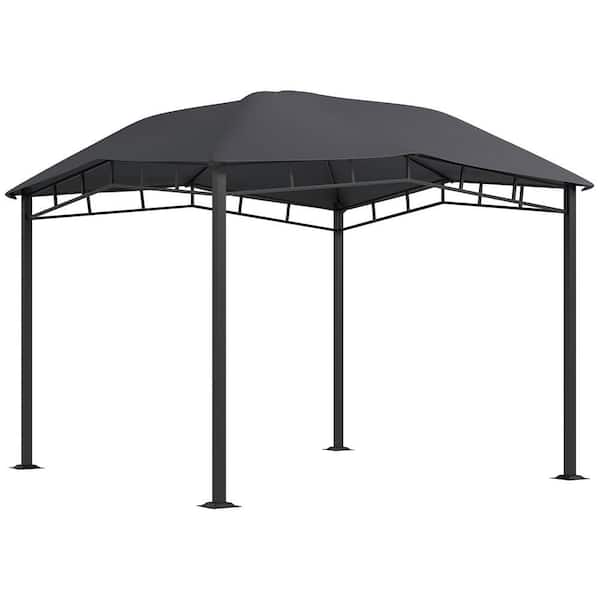 10 ft. x 10 ft. Gray Soft Top Patio Gazebo Outdoor Canopy with Unique Geometric Design Roof, All-Weather Steel Frame