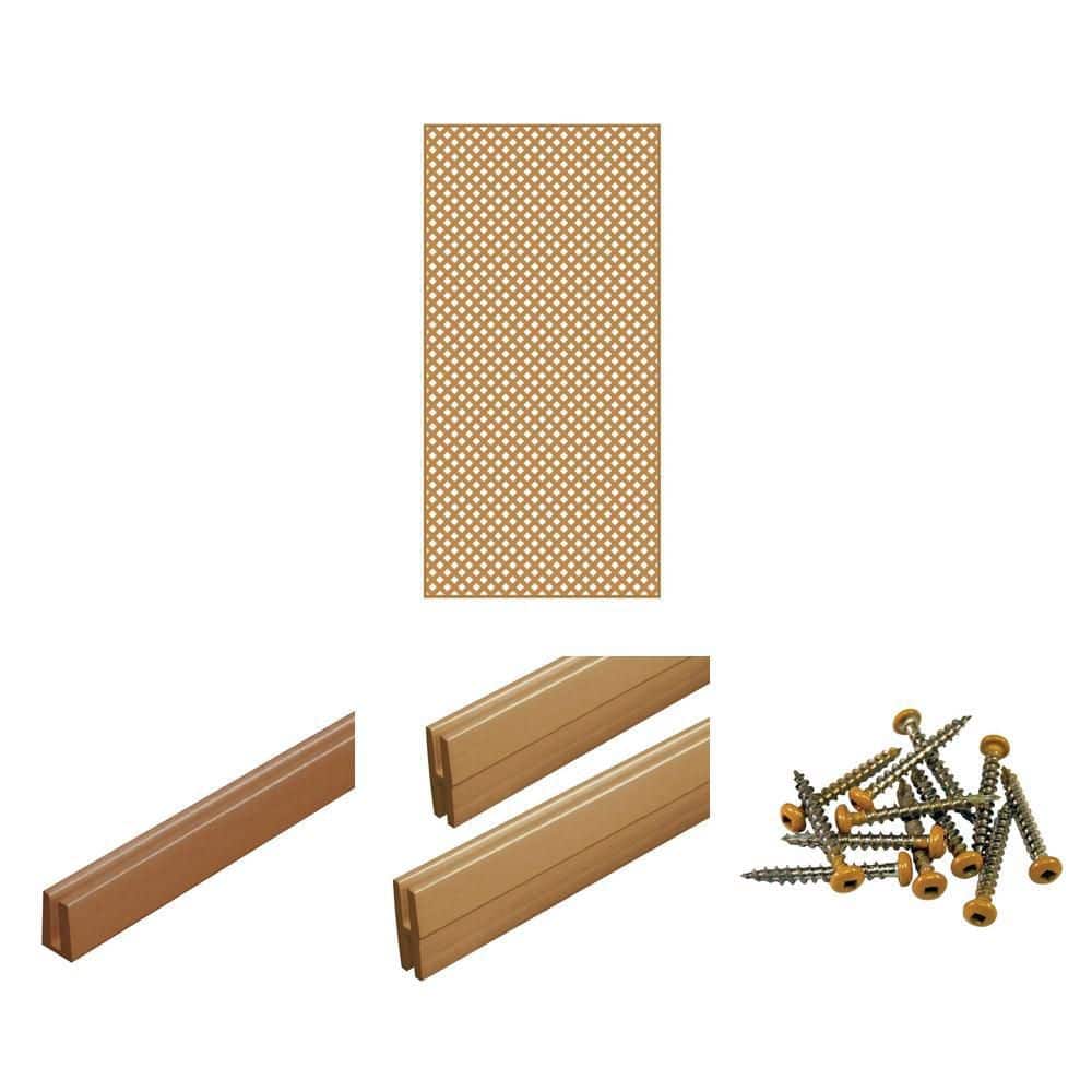 4 ft. x 8. ft Sierra Cedar Privacy Diamond Vinyl Lattice Panel
