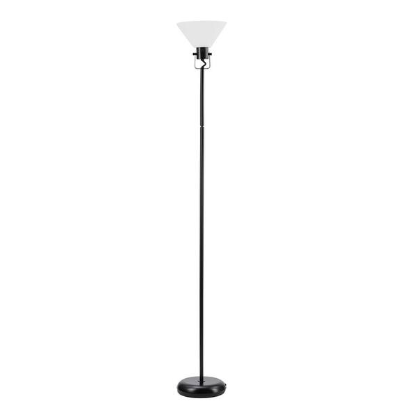 Globe Electric Trescott Adjustable 72 in. Matte Black Floor Lamp with White Shade