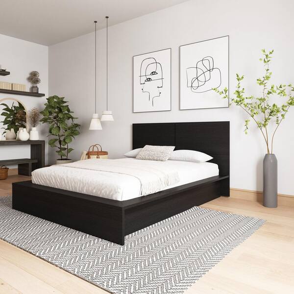 Nexera James Black Frame King Size Platform Bed with Headboard