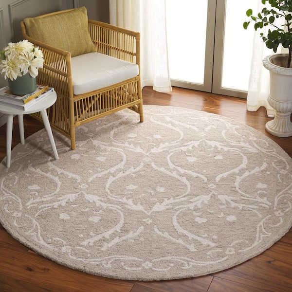 Blossom 6 ft. x 6 ft. Beige/Ivory Geometric Abstract Round Area Rug