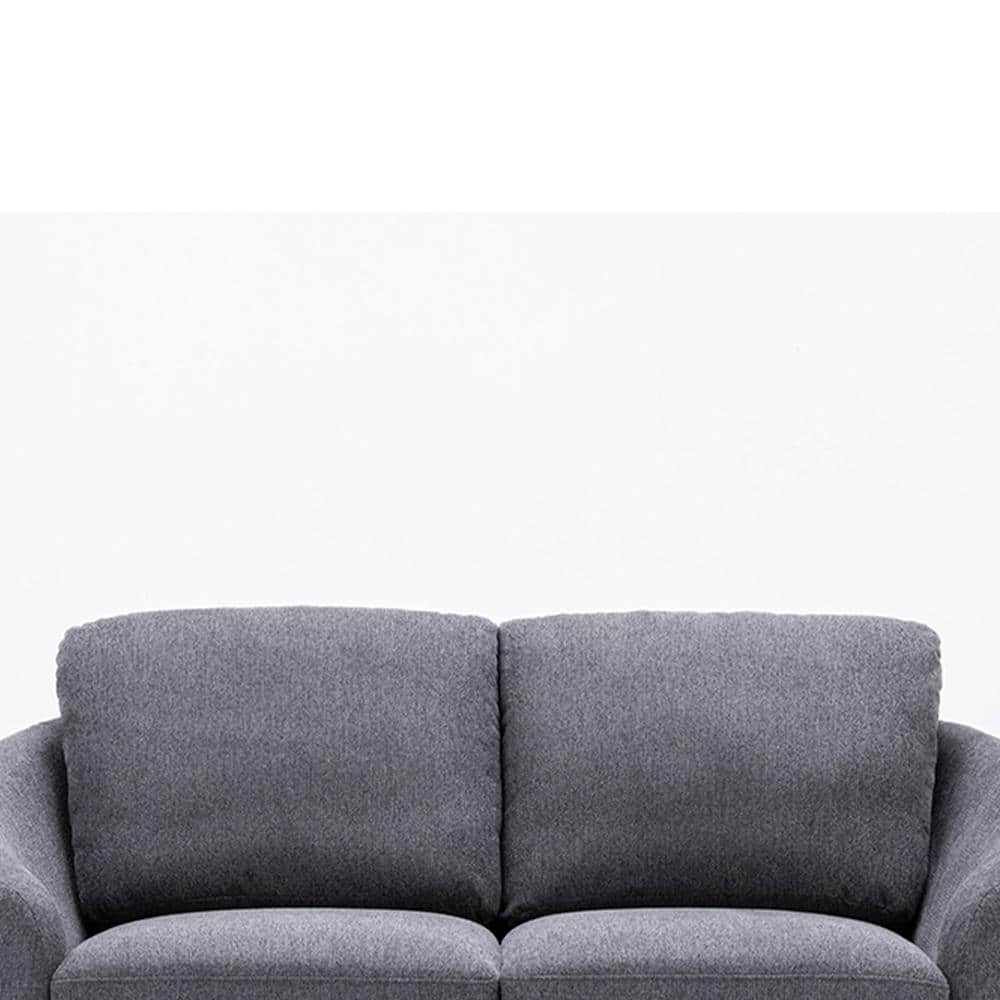 Yuina 60'' Gray Linen Loveseat with Sloped Arms