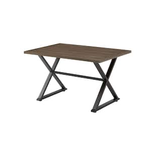 Grayson Brown Rectangular Steel Outdoor Patio Dining Table